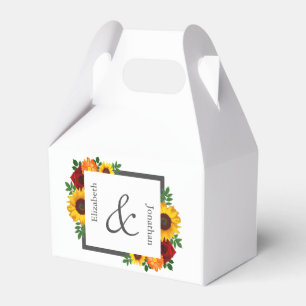 Sunset Sunflower Rose Floral Wedding Favour Box