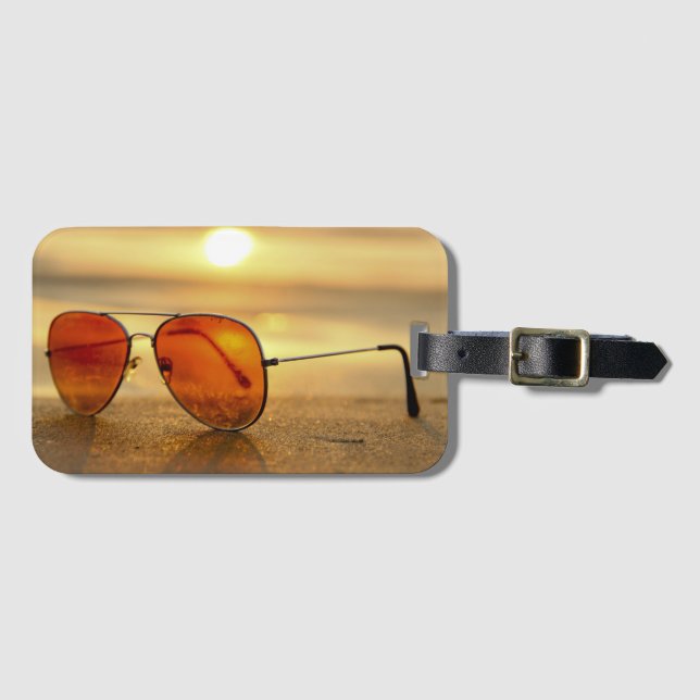 Sunset Sunglasses Beach Photo Luggage Tag (Front Horizontal)