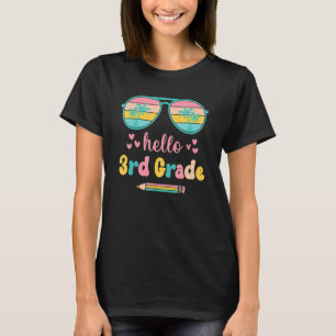 Sunset Sunglasses Hello 3rd Grade Back To School T-Shirt