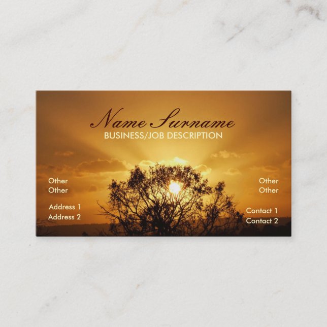 Sunset Sunrays Business Card (Front)