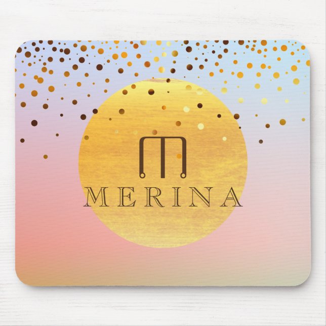 Sunset Sunrise Confetti Glitter Moon Watercolor Mouse Pad (Front)