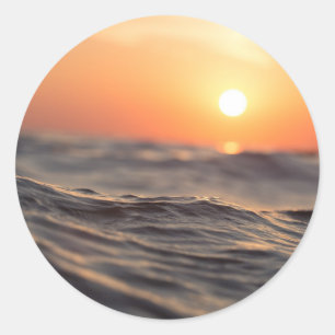 Sunset Sunrise Dawn on Beach Classic Round Sticker