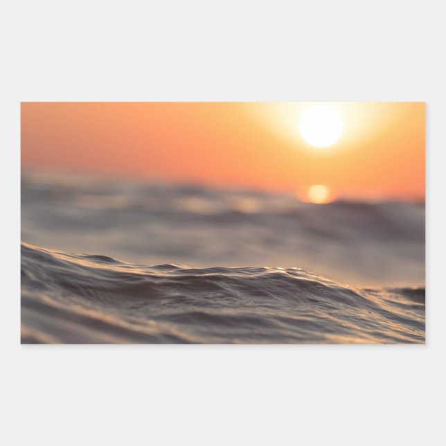 Sunset Sunrise Dawn on Beach Rectangular Sticker (Front)