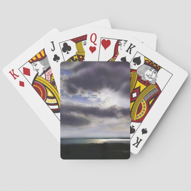 Sunset sunset over the lake watercolor painting playing cards (Back)