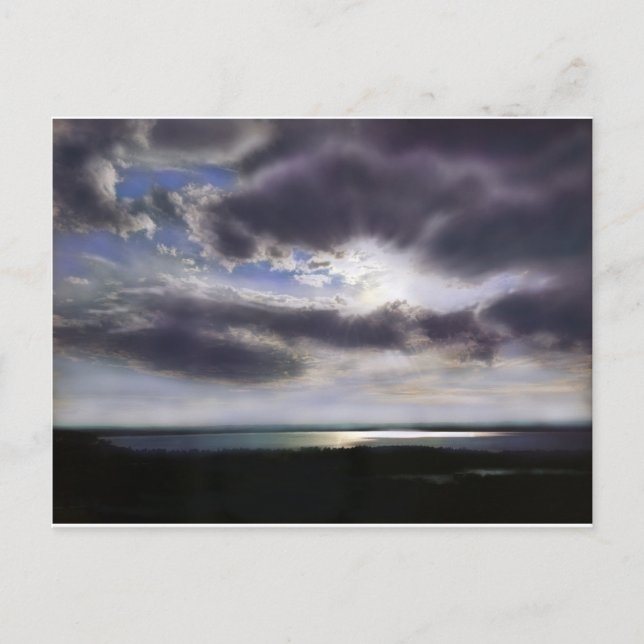 Sunset sunset over the lake watercolor painting postcard (Front)