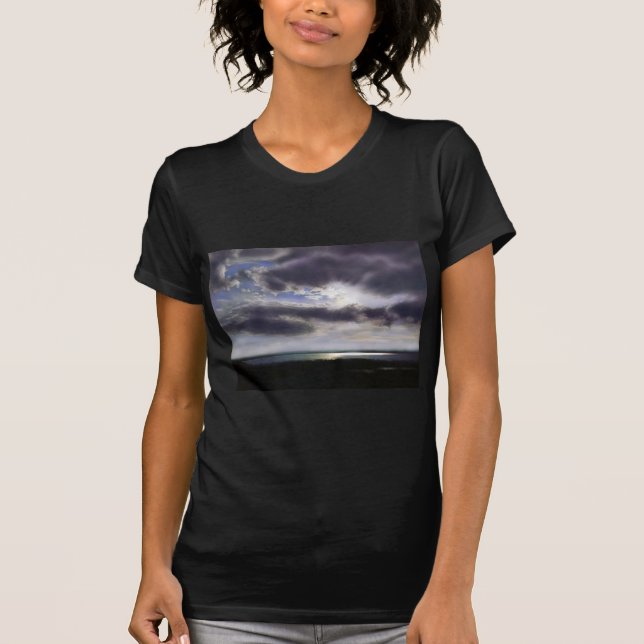 Sunset sunset over the lake watercolor painting T-Shirt (Front)