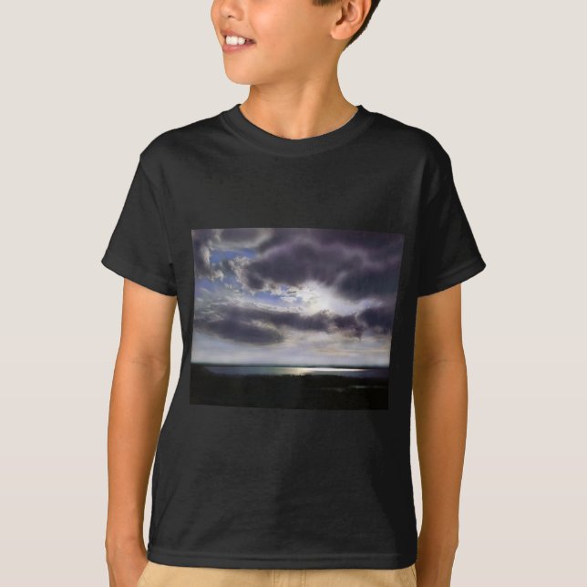 Sunset sunset over the lake watercolor painting T-Shirt (Front)