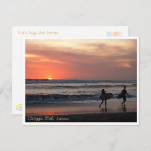 Sunset Surf Beach Bali Indonesia Postcard