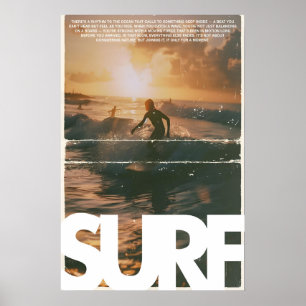 Sunset Surf Poster Vintage Coastal Wall Art Print