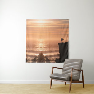 Sunset Surf Silhouette Wall Tapestry