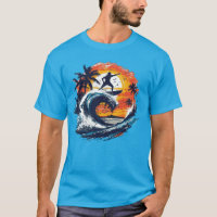 Sunset Surf Wave Graphic T-Shirt