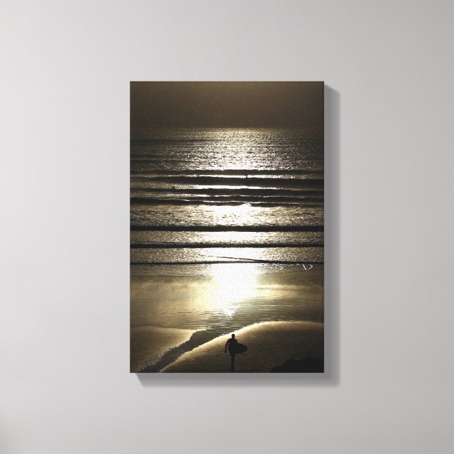 Sunset Surfer at Polzeath Canvas Print (Front)