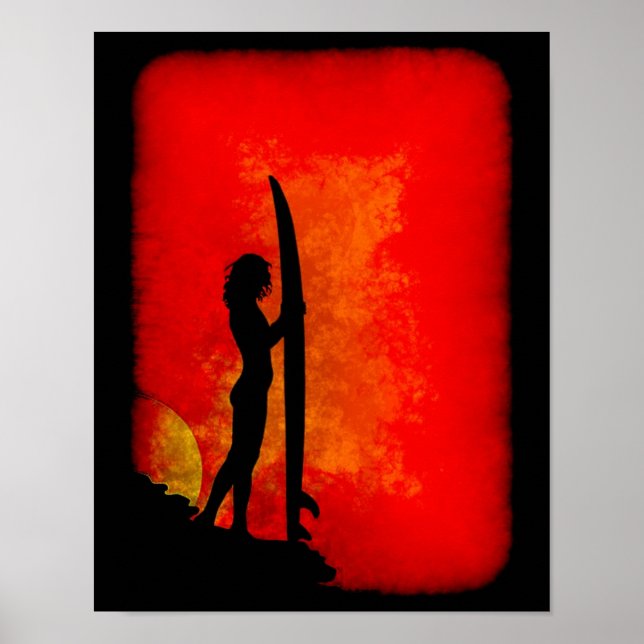Sunset Surfer Girl Poster (Front)