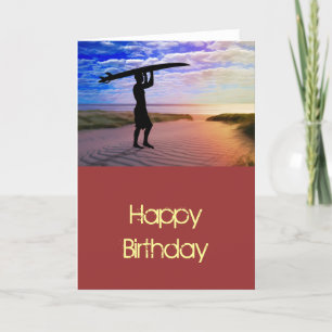 Sunset Surfer Sand & Clouds Card