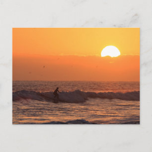 Sunset surfing postcard