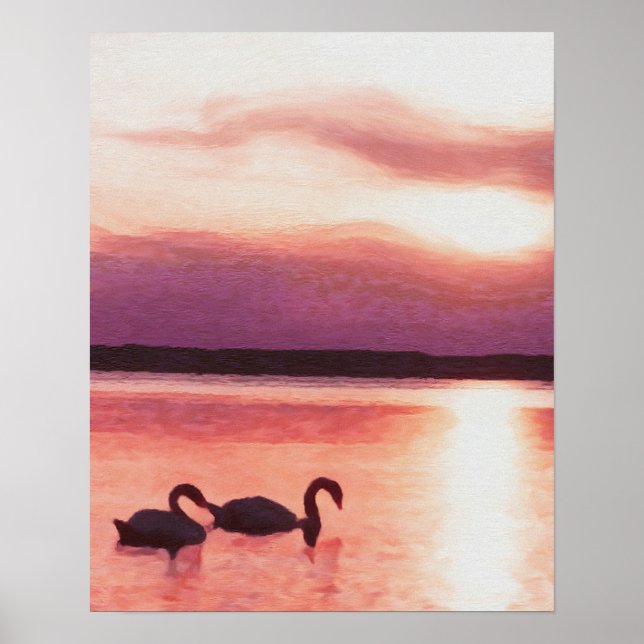 Sunset Swans Poster (Front)