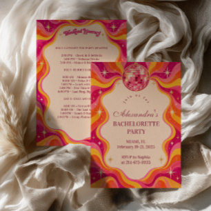 Sunset Swirl Disco Bachelorette Invitation