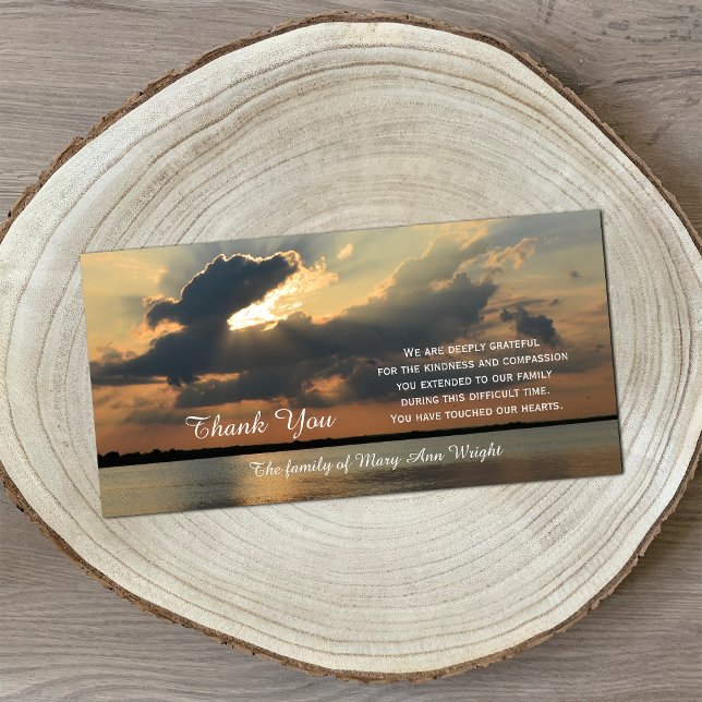 Sunset Sympathy Thank You Memorial Photo Card (Creator Uploaded)