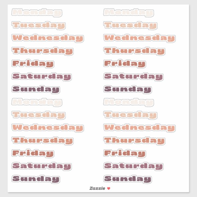 Sunset Terracotta Days of the Week Planner Sticker (Sheet)