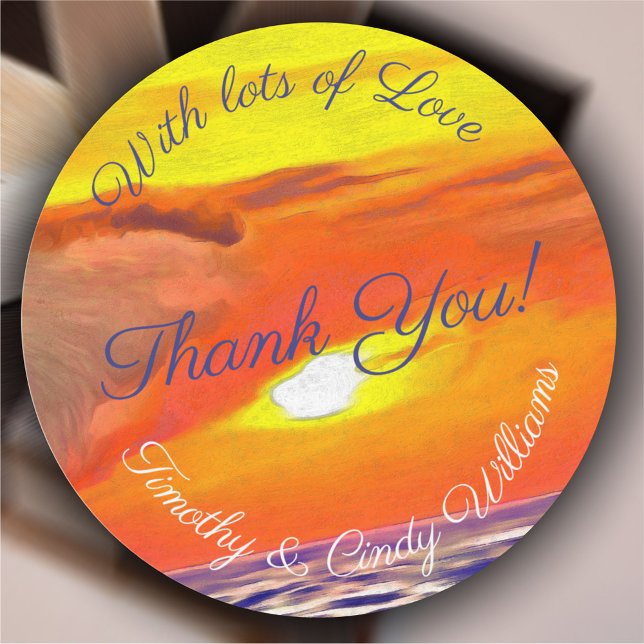 Sunset Thank You 2443 Classic Round Sticker (Creator Uploaded)