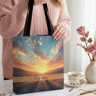 Sunset Theme Field Aesthetic Modern Viral Customiz Tote Bag