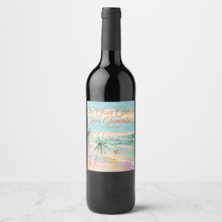 Sunset Themed 30th Birthday Wine Label