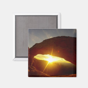Sunset through Double O Arch, Arches National Park Magnet