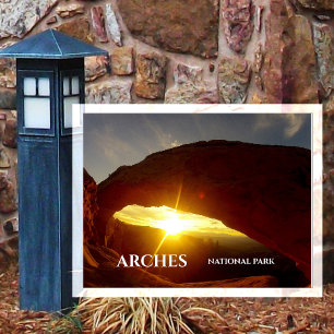 Sunset through Double O Arch, Arches National Park Postcard