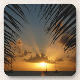 Sunset Through Palm Fronds Tropical Seascape Coaster