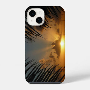 Sunset Through Palm Fronds Tropical Seascape iPhone 14 Case