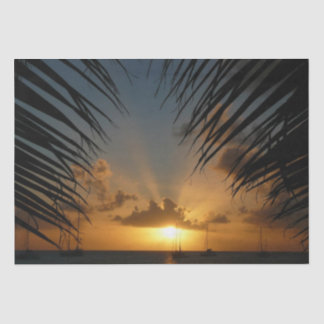 Sunset Through Palm Fronds Tropical Seascape Tissue Paper