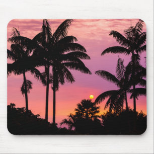 Sunset through Palm Trees Mouse Pad