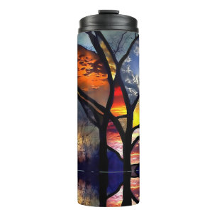 Sunset Through Stained Glass Thermal Tumbler