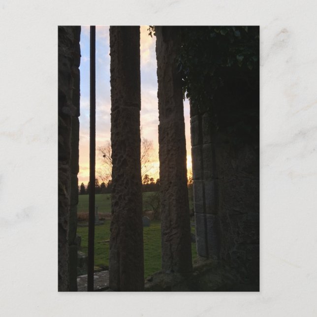 Sunset Through the Ruins of a Mediaeval Window Postcard (Front)