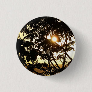 Sunset Through Trees I Tropical Photography 3 Cm Round Badge