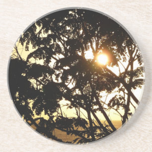 Sunset Through Trees I Tropical Photography Coaster