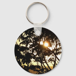 Sunset Through Trees I Tropical Photography Key Ring