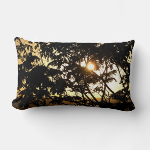 Sunset Through Trees I Tropical Photography Lumbar Cushion