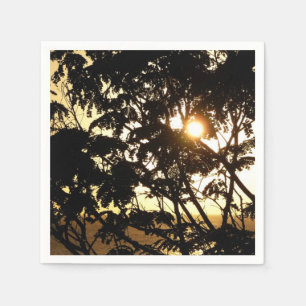 Sunset Through Trees I Tropical Photography Napkin