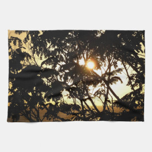 Sunset Through Trees I Tropical Photography Tea Towel