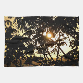 Sunset Through Trees I Tropical Photography Tea Towel