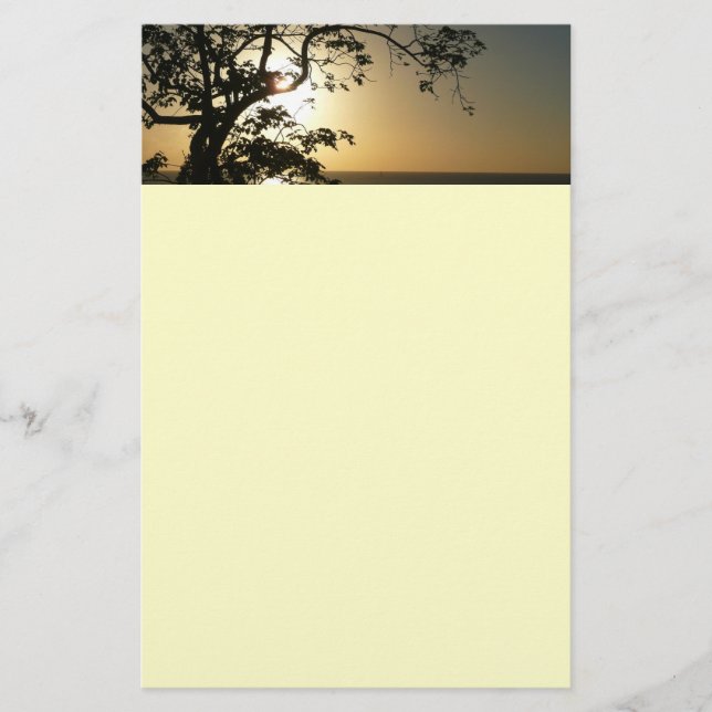 Sunset Through Trees II Tropical Photography Stationery (Front)