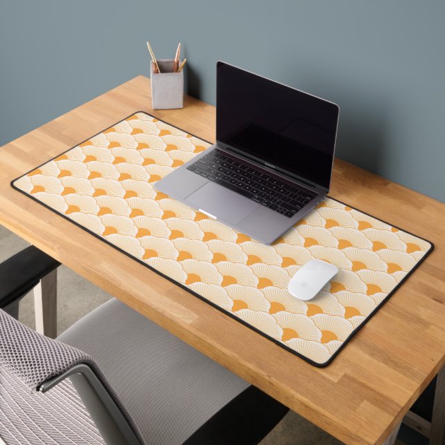 Sunset, tonal orange, concrete texture desk mat (Office 2)