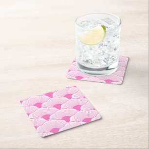 Sunset, tonal pink, concrete texture square paper coaster