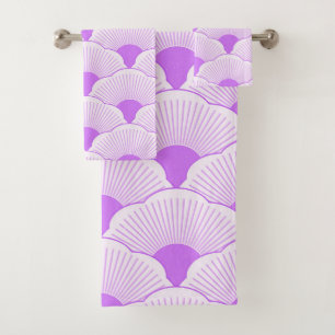 Sunset, tonal violet, concrete texture bath towel set