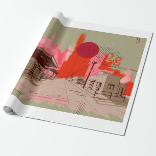 sunset town  wrapping paper