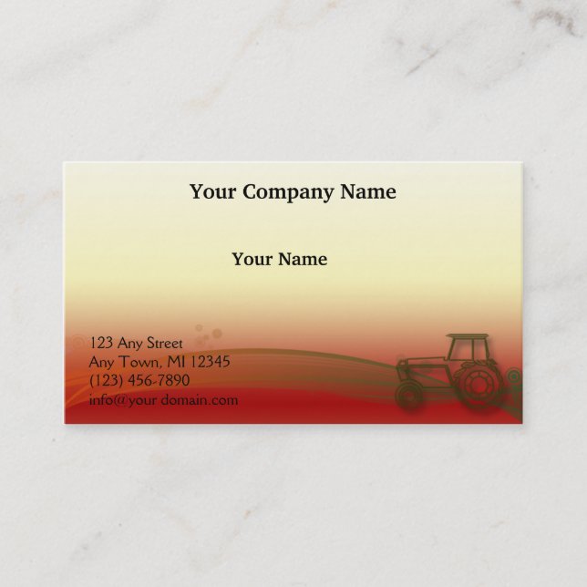 Sunset Tractor Illustration Business Card (Front)
