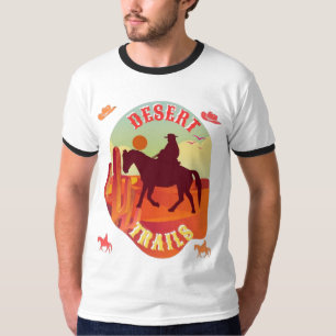 Sunset Trails , Cowboy & Cactus Desert Journey . T-Shirt