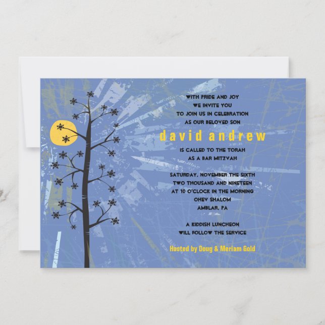 Sunset Tree Bar Mitzvah Invitation (Front)
