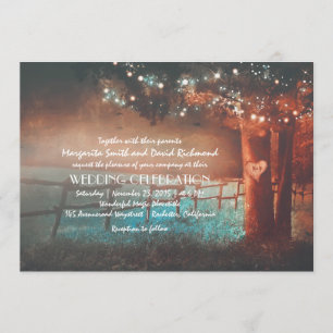 Sunset Tree Lights Rustic Outdoor Wedding Invites